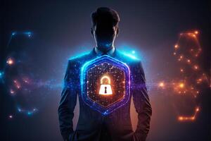 Businessman with cyber security technology concept. photo