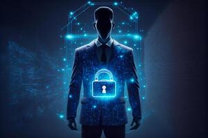 Businessman with cyber security technology concept. photo
