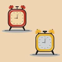 Web alarm clock vector illustration.  Red and yellow ringing clock for best use.