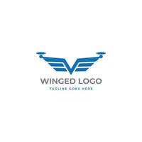 Initial V letter logo design with wings concept. Suitable for your business or company in the field of technology vector