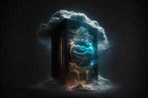 Digital cloud computing technology concept. photo