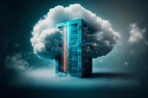 Digital cloud computing technology concept. photo