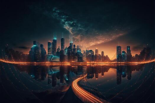 Smart city with 5g connection. photo