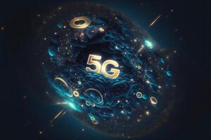 resumen 5g logo para tecnología antecedentes. generativo ai foto