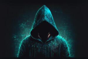 Hacker in virtual world. photo