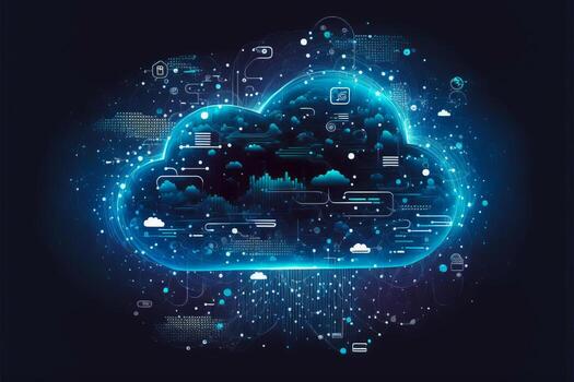 Digital cloud computing technology concept. photo