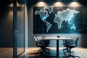 Meeting room data center with virtual interface. photo