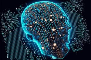 Artificial intelligence brain growth. photo
