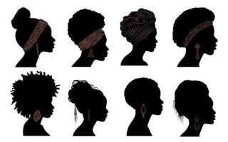 silueta de pelo estilo africano negro niña hembra vector. silueta de pelo estilo africano negro niña hembra y accesorios vector. silueta de pelo estilo africano negro niña hembra vector