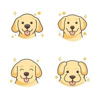 cute golden retriever dog face icon line logo flat simple style vector. set cute golden retriever dog face icon line logo flat simple style vector. cute golden retriever icon line logo flat vector