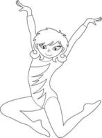 Cute Cartoon Gymnast Gymnastics Sport and Leisure Colour Me In Illustration vector