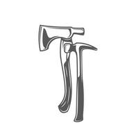 Axe and hammer isolated on white background vector