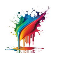 colorful splash liquid paint element on transparent background, png