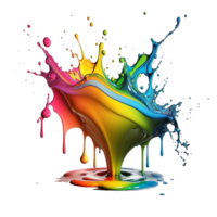 colorful splash liquid paint element on transparent background, png