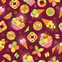 Seamless pattern with ice cream, abstract geometric shapes, halftone. Simple minimal style. For prints, clothing, surface design, kitchen decoration. vector