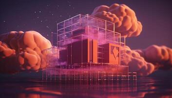 Data center, server room, datacenter, big data center, cloud computing concept. photo