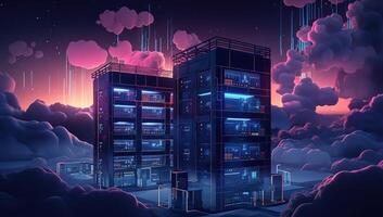 Data center, server room, datacenter, big data center, cloud computing concept. photo