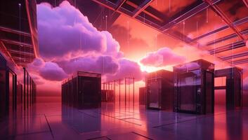 Data center, server room, datacenter, big data center, cloud computing concept. photo