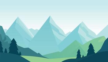 Flat minimalistic design. Panorama of a mountain landscape. Easy to change colors. vector