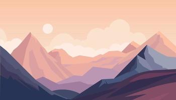 Flat minimalistic design. Panorama of a mountain landscape. Easy to change colors. vector