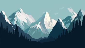 Flat minimalistic design. Panorama of a mountain landscape. Easy to change colors. vector