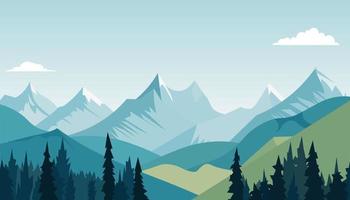 Flat minimalistic design. Panorama of a mountain landscape. Easy to change colors. vector