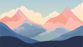 Flat minimalistic design. Panorama of a mountain landscape. Easy to change colors. vector