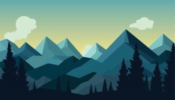 Flat minimalistic design. Panorama of a mountain landscape. Easy to change colors. vector