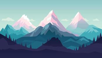 Flat minimalistic design. Panorama of a mountain landscape. Easy to change colors. vector