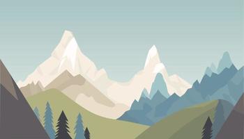 Flat minimalistic design. Panorama of a mountain landscape. Easy to change colors. vector