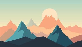 Flat minimalistic design. Panorama of a mountain landscape. Easy to change colors. vector