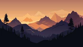 Flat minimalistic design. Panorama of a mountain landscape. Easy to change colors. vector