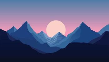 Flat minimalistic design. Panorama of a mountain landscape. Easy to change colors. vector