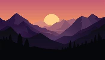 Flat minimalistic design. Panorama of a mountain landscape. Easy to change colors. vector