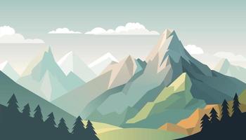 Flat minimalistic design. Panorama of a mountain landscape. Easy to change colors. vector