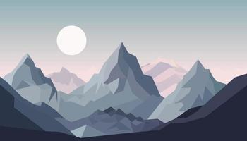 Flat minimalistic design. Panorama of a mountain landscape. Easy to change colors. vector