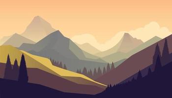 Flat minimalistic design. Panorama of a mountain landscape. Easy to change colors. vector