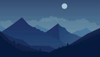 Flat minimalistic design. Panorama of a mountain landscape. Easy to change colors. vector