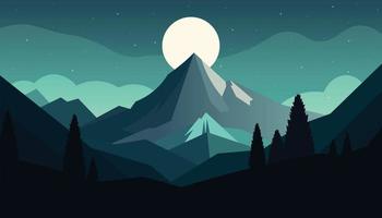 Flat minimalistic design. Panorama of a mountain landscape. Easy to change colors. vector