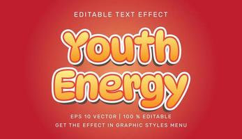 Youth energy 3d editable text effect template vector