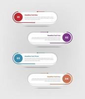 Minimalistic steps infographic timeline for data presentation with abstract arrow shape and drop shadow vector