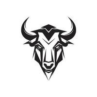 A minimalistic abstract bull head logo in a simple art style. vector
