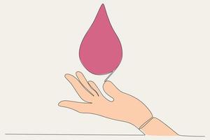 Colored illustration of a hand guarding a drop of blood vector