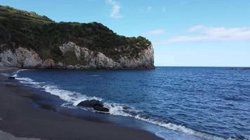 Drone flight above the beach on Azores Islands video