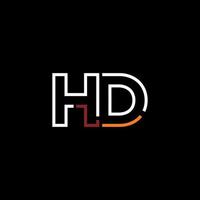 resumen letra hd logo diseño con línea conexión para tecnología y digital negocio compañía. vector