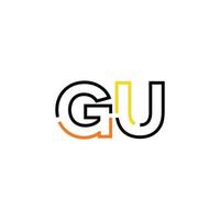 Abstract letter GU logo design with line connection for technology and digital business company. vector