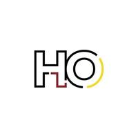 Abstract letter HO logo design with line connection for technology and digital business company. vector