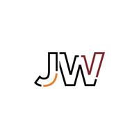 Abstract letter JW logo design with line connection for technology and digital business company. vector