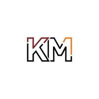 Abstract letter KM logo design with line connection for technology and digital business company. vector