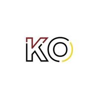 Abstract letter KO logo design with line connection for technology and digital business company. vector